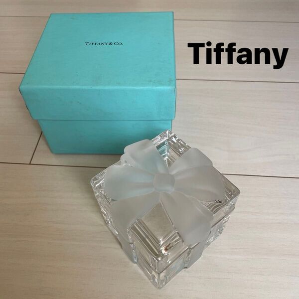 Tiffany & Co. クリアガラス小物入れ クリスタルボウボックス リボン ティファニー TIFFANY 小物入れ 箱付