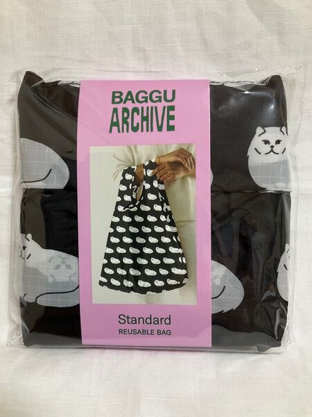 未使用!BAGGU スタンダード 【チンチラ(cat)柄】レア 海外購入品 猫 アーカイブ archive