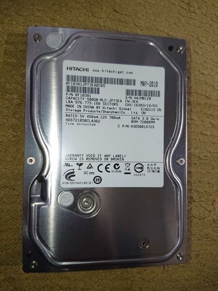 HITACHI 日立 MAY-2010 SATA 3.0Gb/s 7200RPM HDD