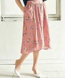 ( new arrivals new goods unused goods ) earth * regular price 4389 jpy. goods *earth music &ecology* side ire Hem flower skirt * pink * knees height skirt 