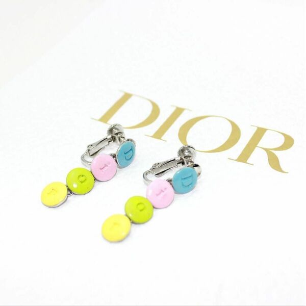 Christian Dior ディオール ロゴ カラフル シルバー イヤリング