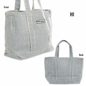 mooneyes MOON Equipped big tote bag Hickory stripe large tote bag moon I z car bike liking. person . certainly 