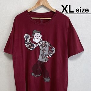 POPEYE Tシャツ XL ワインレッド プリント キャラクター USA古着