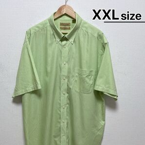 USA古着 半袖シャツ XXLT トール ライトグリーン 黄緑 ピンチェック柄
