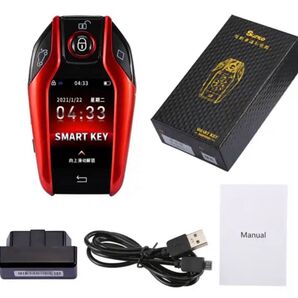 ◯最新◯ スマホ対応! BMW 風 ディスプレイキー レッド 汎用 国産 外国産 対応