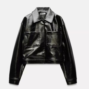 【ZARA】フェイクレザージャケット ブラック 未使用