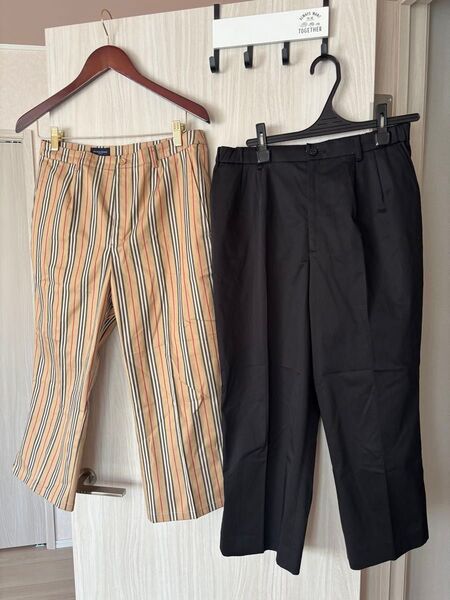 美品Burberry golf バーバリーゴルフ 七分丈 パンツノバチェック とブラック15号 2点セット