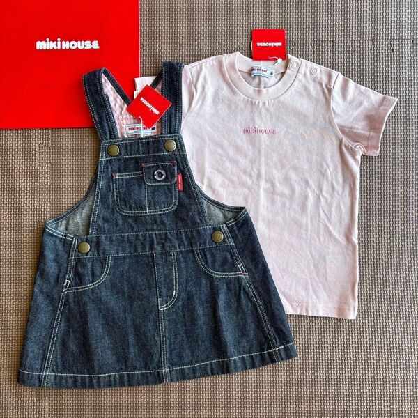 ★ミキハウス デニムジャンパースカート&刺繍Tシャツ セット 80 90★