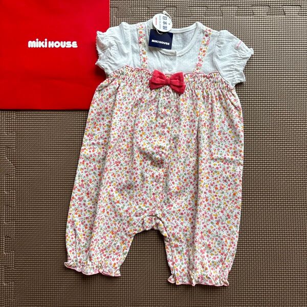 ★ミキハウス キャミパンツ風 小花柄ショートオール ロンパース 70★