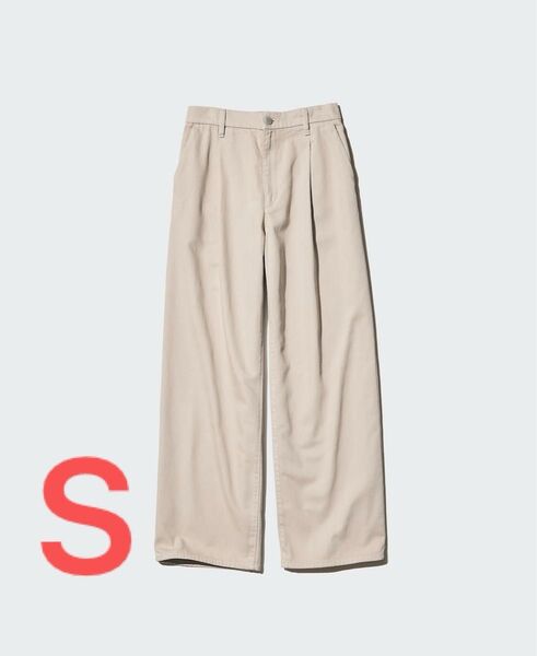 【新品未使用】UNIQLO ドレープデニムタックパンツ ベージュ S
