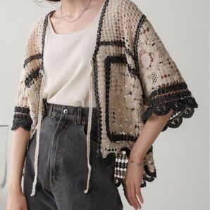 バブ クロシェ半袖カーディガン