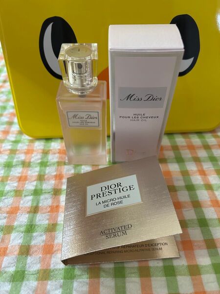 ①ミスディオール ヘアオイル 30mL 中古品と②プレステージマイクロユイルRセラム(未使用・試供品)
