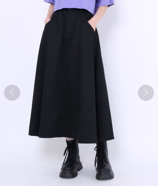 【美品】PUNYUS ツイルロングスカート 2サイズ ブラック