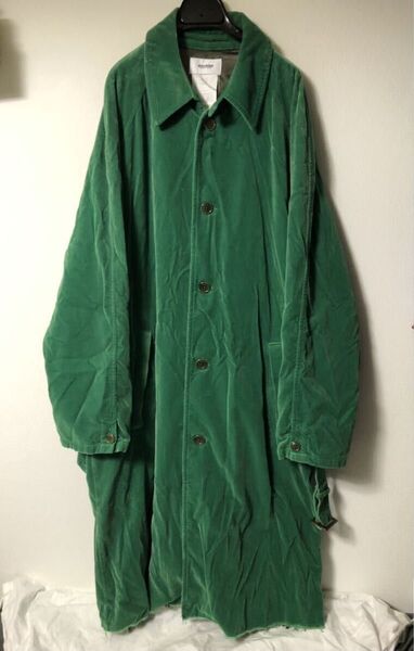 doublet 21AW CUT-OFF VELVET COAT ベロア ステンカラーコート グリーン 緑
