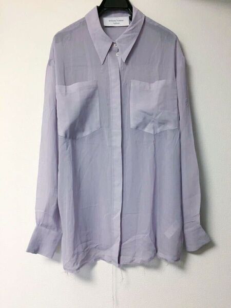 marques almeida × topshop UK製 シルクシフォンシャツ ライトパープル シアー シースルー