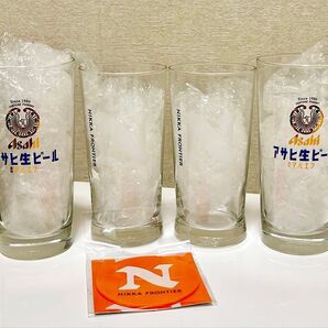 【未使用】ニッカ フロンティア タンブラー2個&アサヒ 生ビール マルエフ タンブラー2個&フロンティア オリジナルコースター