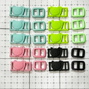 引っ張ると外れるタイプ ネコちゃん バックル プラスチック ミックスカラー