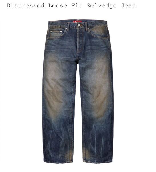 ラスト!Supreme Distressed Loose Fit Selvedge Jean "Washed Indigo"34