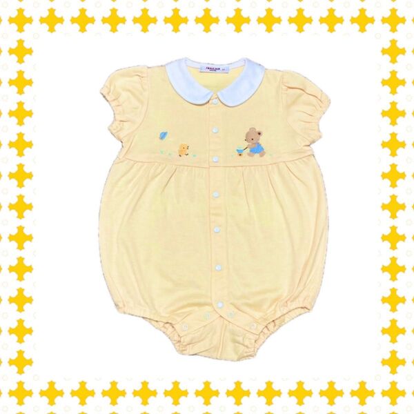 新品未使用 ファミリア 80 半袖ロンパース クマ柄 ファミちゃん レトロ 旧タグ 男の子 カバーオール 女の子 夏物