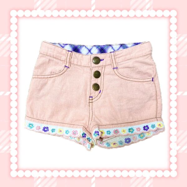 アナスイミニ 80 夏物 デニムショートパンツ 夏服 ホットパンツ 短パン キュロット 女の子 ボトムス 夏用 ピンク
