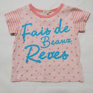 3can4on 半袖Tシャツ ピンク 100