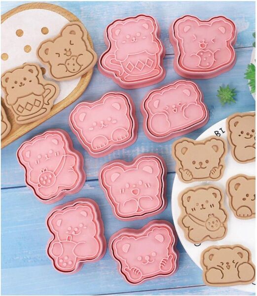 【8点セット】くま クッキー型 クマ 粘土あそび キャラ弁 3D抜き型 キッズ