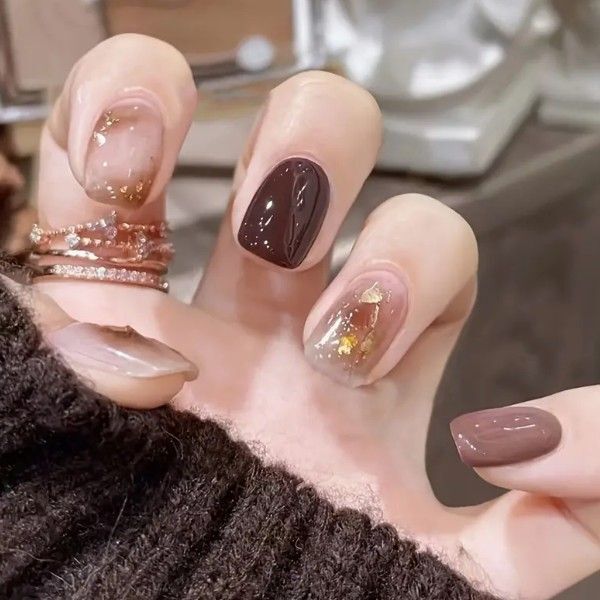 ブラウン ネイルチップ ネイルシール アクリル つけ爪 付け爪 3D爪 結婚式