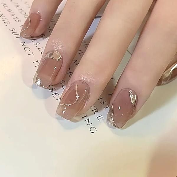 光沢 ゴールド ネイルチップ ネイルシール つけ爪 付け爪 3D爪 金 結婚式 ネイルアート