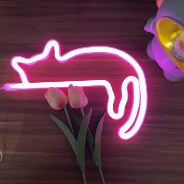 ネコ 猫 ネオンサイン ネオンライト LED 照明 ライト 寝室 装飾 USB イルミネーション ネオン管 かわいい
