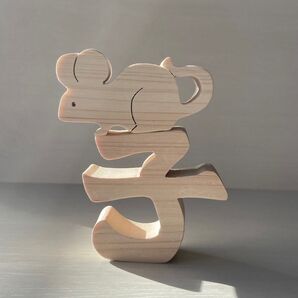 ハンドメイド 干支の組み木 ネズミ