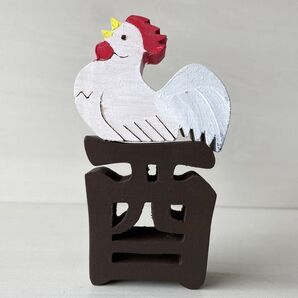 ハンドメイド 干支の組み木(色付き) トリ