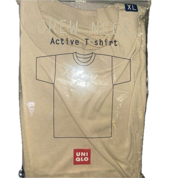 ユニクロ クルーネック アクティブTシャツ ベージュ XL 未使用