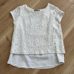 LES MUES アオキ 総レースカットソー ホワイト Mサイズ