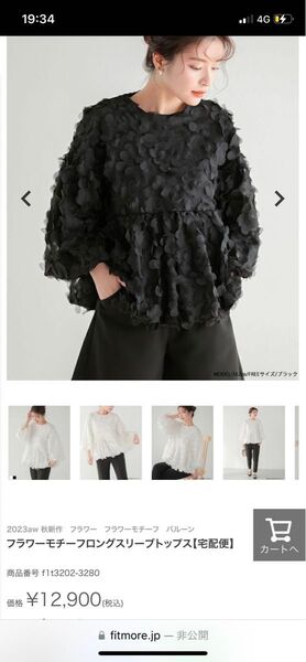 fitmore フィットモア フラワーモチーフロングスリーブトップス