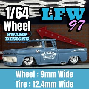 【LFW97】1/64 ホイール 大径幅広 深リム 1/64ミニカーカスタム用タイヤ&ホイールセット未塗装 ピックアップトラック