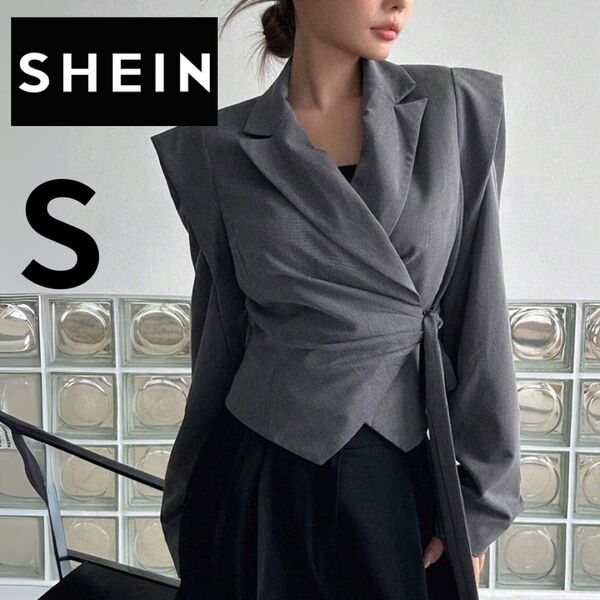 【SHEIN】DAZY ビジネスカジュアルスタイル ソリッドカラー ワイドショルダーラップ ブレザー