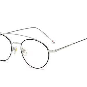 新品未使用 ロイド型 ツーブリッジ クラシック アンティーク調 丸眼鏡 シルバー×ブラック