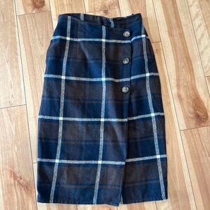 チェック チェック柄 スカート ロング タイト ナロー ラップスカート風 しまむら