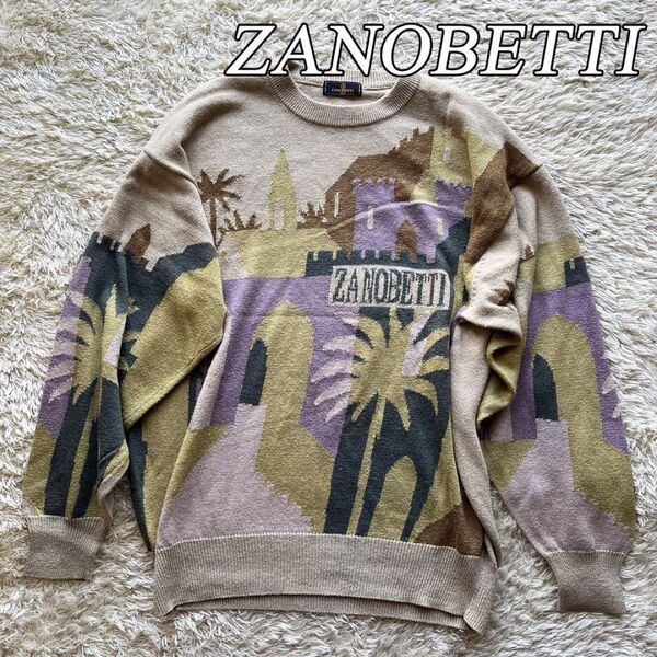 高級 ZANOBETTI ザノベッティー ニット セーター リネン混 L イタリア製