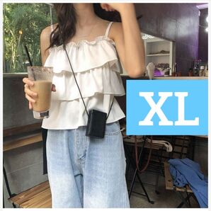 レディース キャミソール XL ビスチェ フリル トップス ノースリーブ 着回し