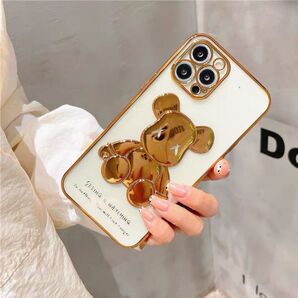 iPhoneケース iPhone12pro スマホケース カバー カウズくま kaws ゴールド