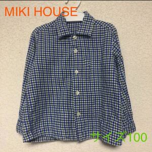 miki house ミキハウス ギンガムチェックネルシャツ サイズ100