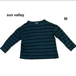 sun valley ボーダーTシャツ M 緑×黒