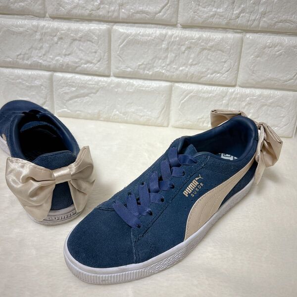 【PUMA】プーマ◆SUEDE BOW //スエード ボウ◆リボン//紺◆23 スニーカー