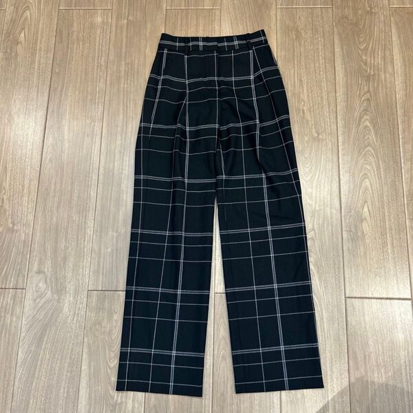 theory セオリー ワイドパンツ ポリエステル ブラック チェック
