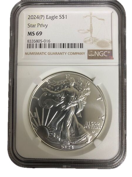 2024-P アメリカ イーグル銀貨 NGC MS69 Star Privy