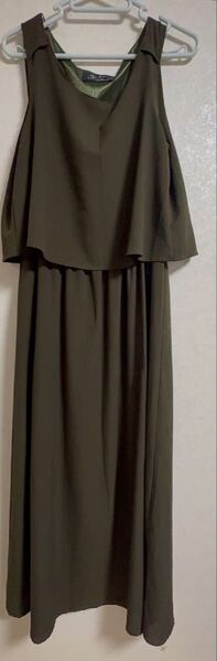 ノースリーブワンピース カーキ ロングワンピース