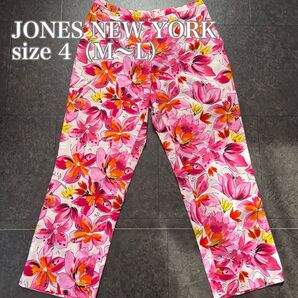 JONES NEW YORK 大判花柄シルク素材スラックス