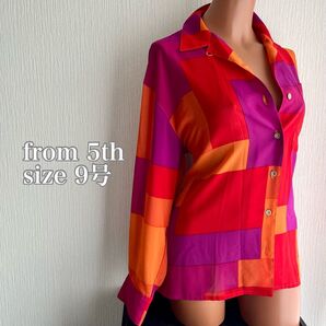 【美品】from 5th 総柄シフォンシャツ