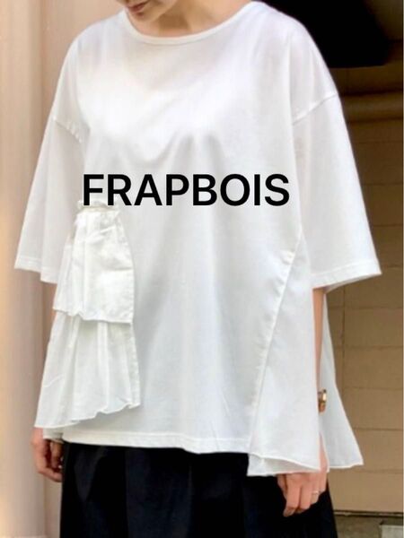 フラボア レース付きTシャツ 白 五分丈袖 フリーサイズ